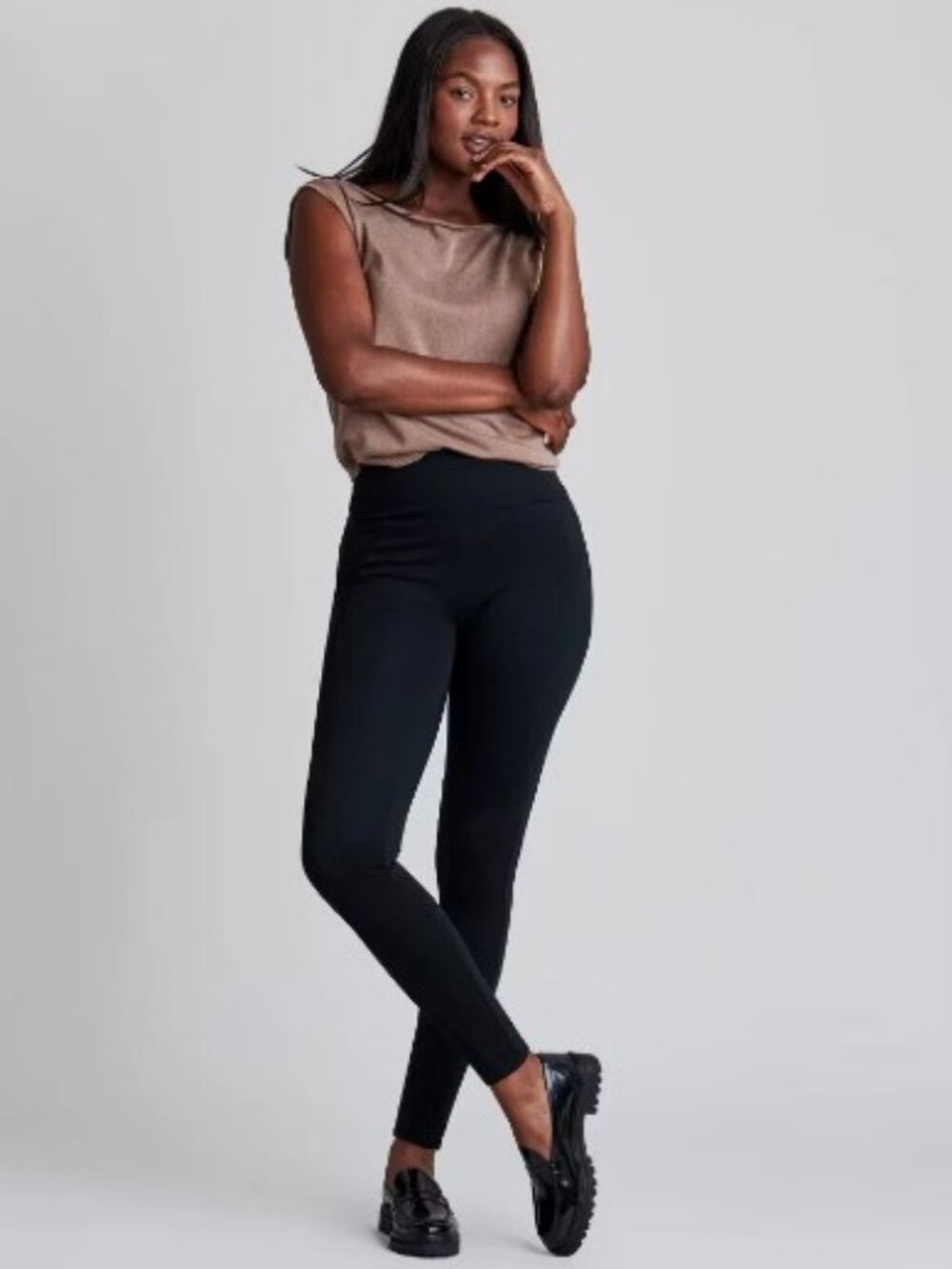 Assets by SPANX High Waist Shaping Leggings Tummy Control Black SZ 1X
